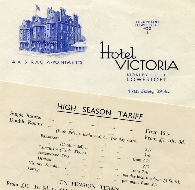 Hotel Victoria tariff